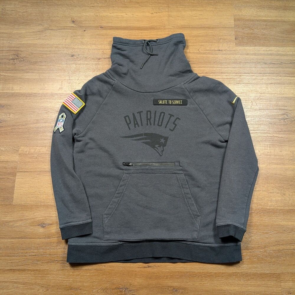 New England Patriots Nike NFL Salute to Service Funnel Neck Sweater Mens M Gray